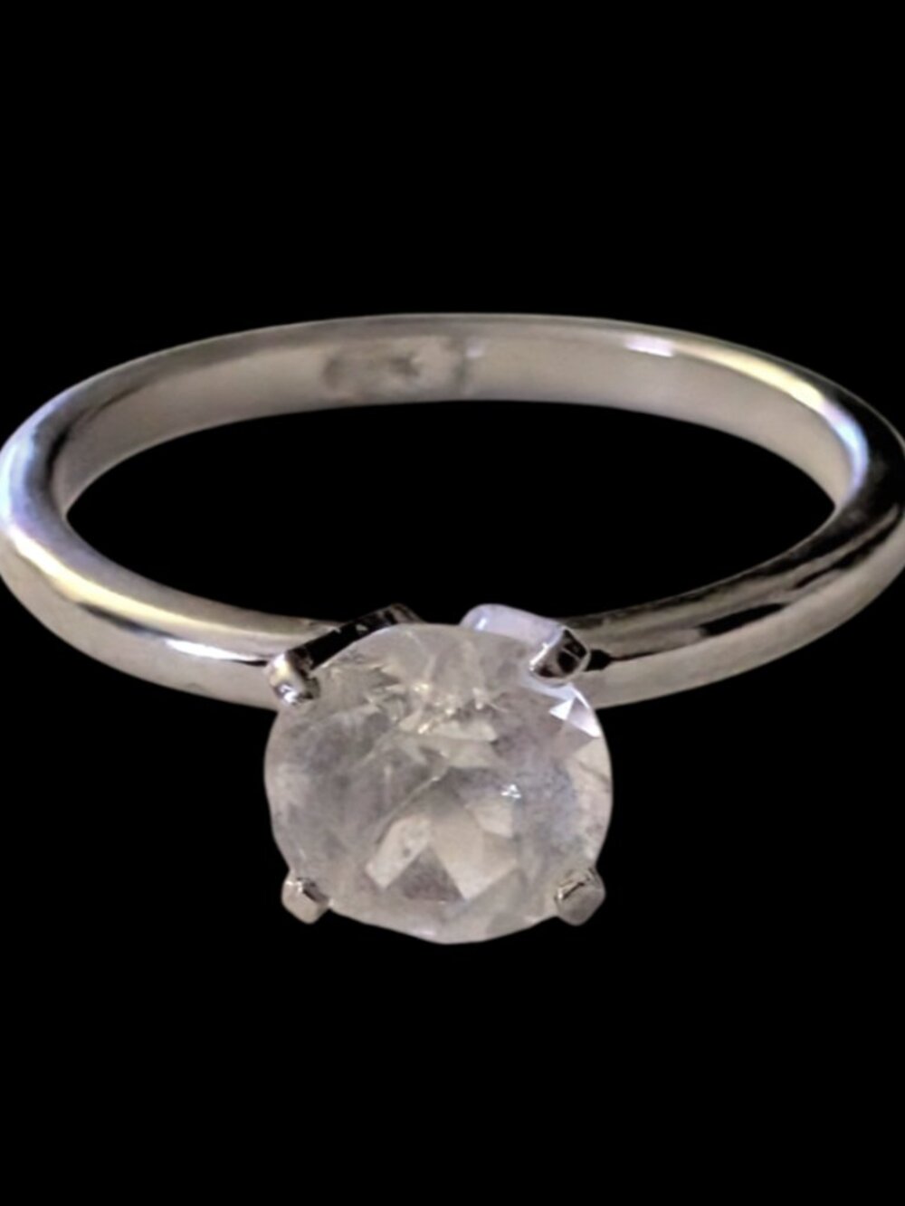 UNCAS Manufacturing Co. Antique Silver Tone CZ Solitaire Size 7 Ring